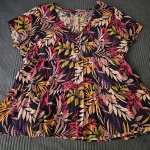 Torrid baby doll, tropical floral print blouse size 3